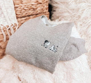 Embroidered Cat + Dog Ghost Halloween Sweatshirt