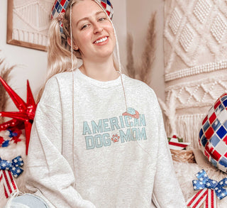 American Dog Mom Block Cowboy Hat USA Sweatshirt