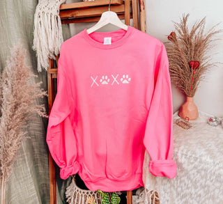Embroidered XOXO Paw Print Valentines Sweatshirt