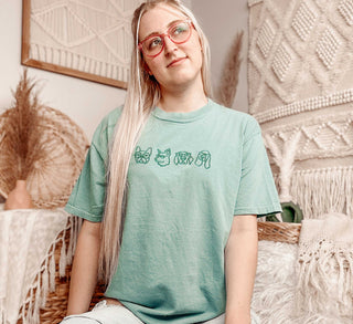 Embroidered Dogs In Glasses Tee