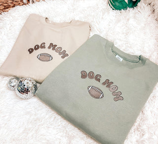 Embroidered Classic Dog Mom Football Sweatshirt