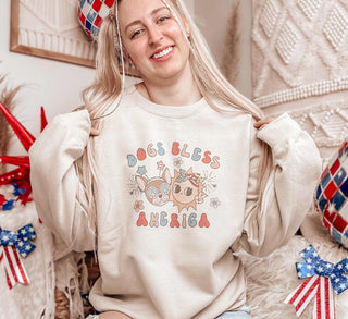 Dogs Bless America Groovy USA Sweatshirt