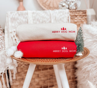 Embroidered Merry Dog Mom Classic Christmas Sweatshirt