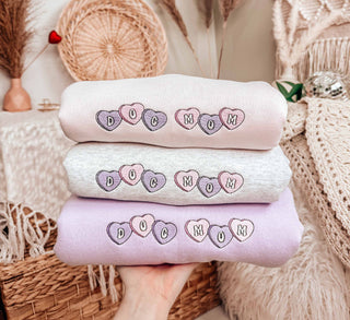 Embroidered Dog Mom Candy Hearts Valentines Sweatshirt