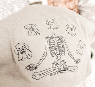 Embroidered Dogs on My Mind Skeleton Halloween Tee