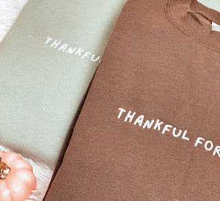 Embroidered Thankful For Dogs Thanksgiving Sweatshirt