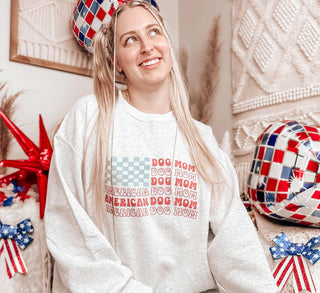 American Dog Mom Checkered Flag USA Sweatshirt