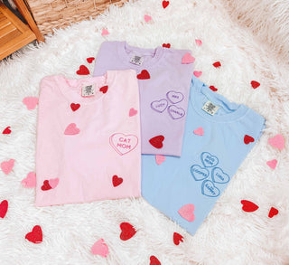 Embroidered Custom Name Candy Hearts Valentines Tee
