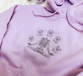 Embroidered Dogs on My Mind Skeleton Halloween Sweatshirt
