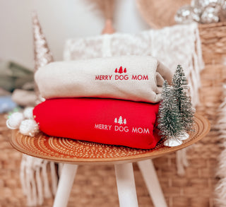 Embroidered Merry Dog Mom Classic Christmas Sweatshirt