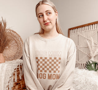 Dog Mom Neutral Checkered Sweatshirt