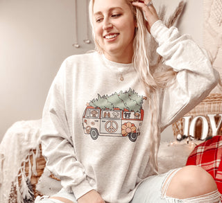 Hippie Bus Doggie Christmas Sweatshirt